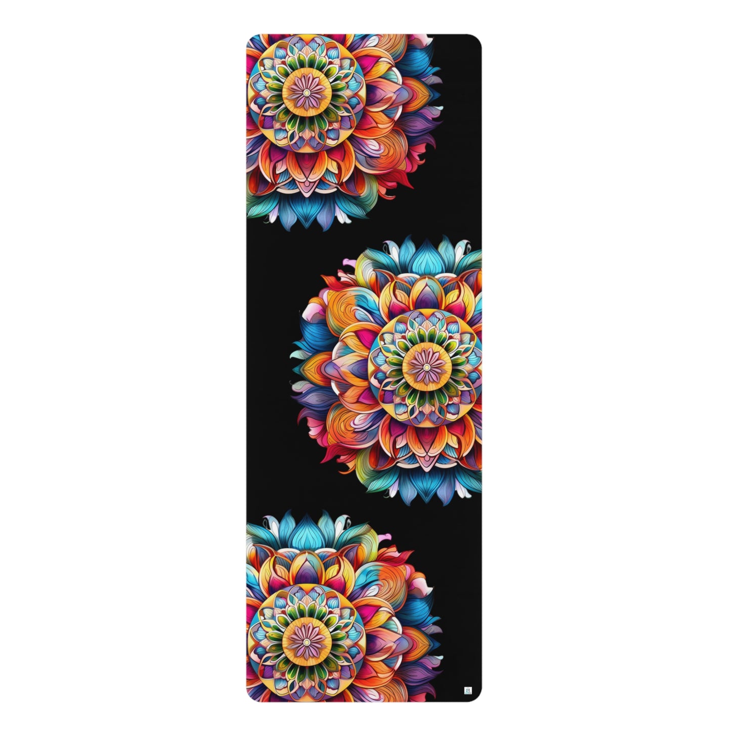 Beautiful Tri Rainbow Watercolor Mandala - Rubber Yoga Mat
