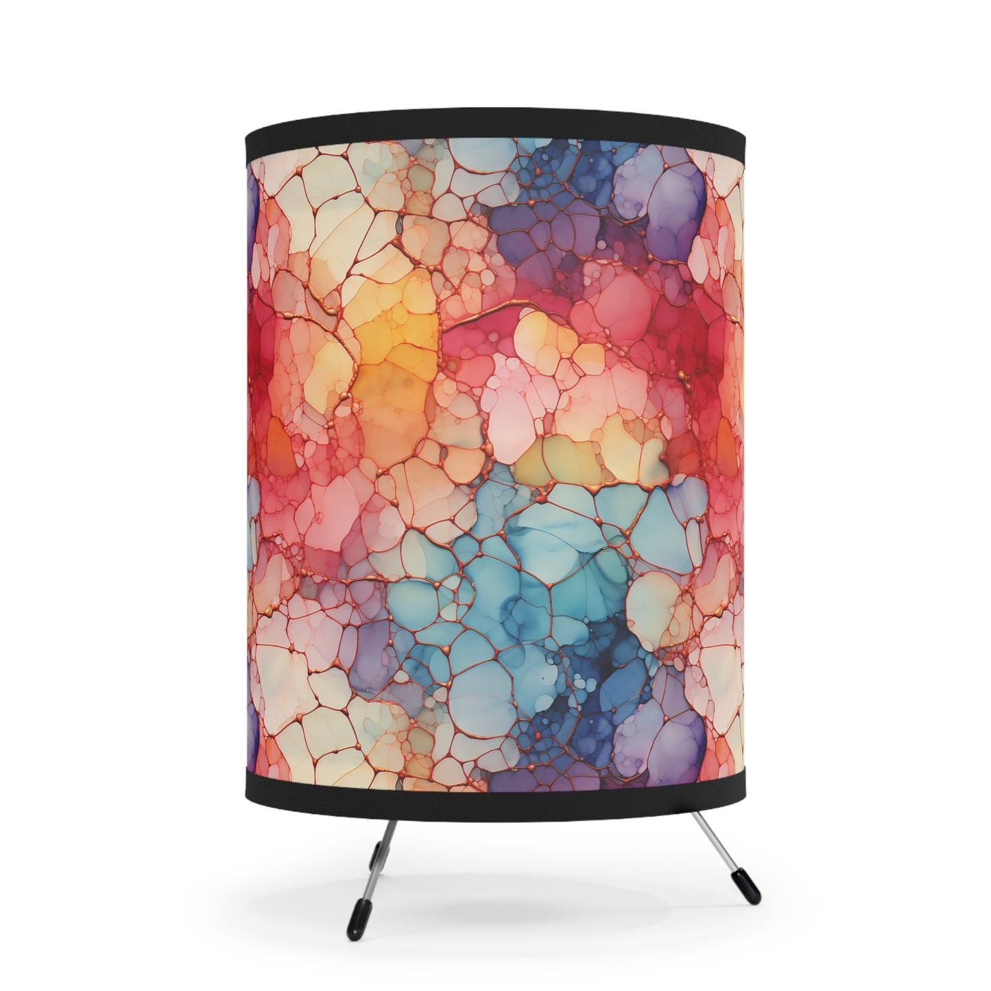 Beautiful Multi Watercolor 7 - Abstract Rainbow - Tripod Lamp with High-Res Printed Shade, US\CA plug