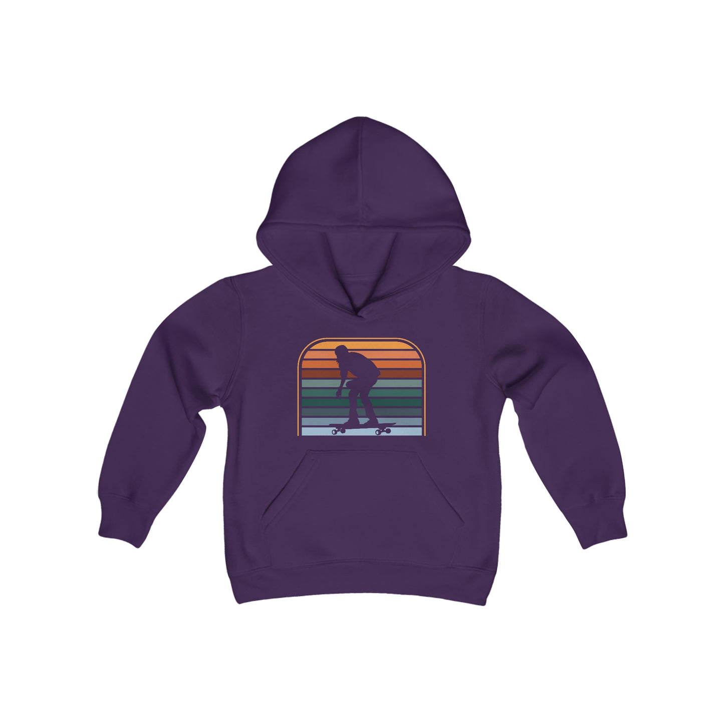 Skateboarding - Retro Stripes - Youth Heavy Blend Hooded Sweatshirt