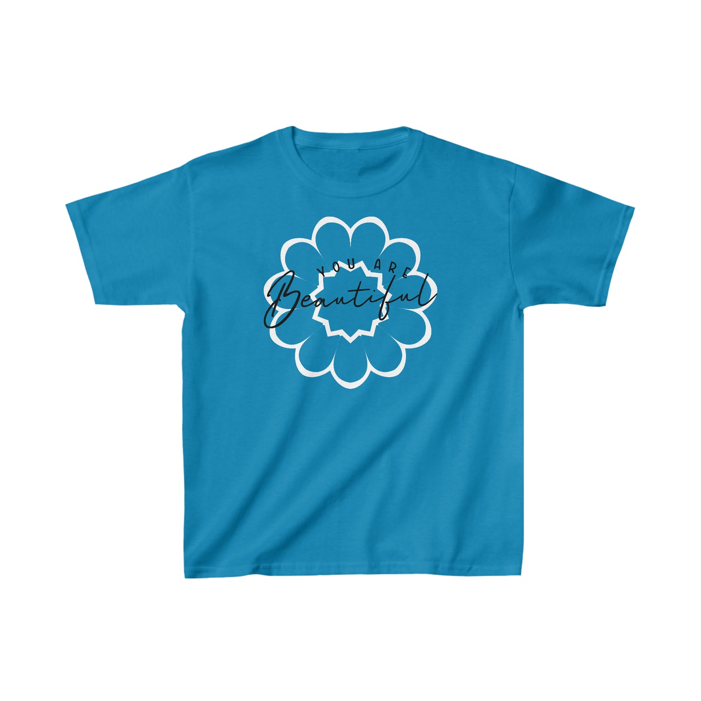 You are Beautiful - White Flower - Kids Heavy Cotton Tee