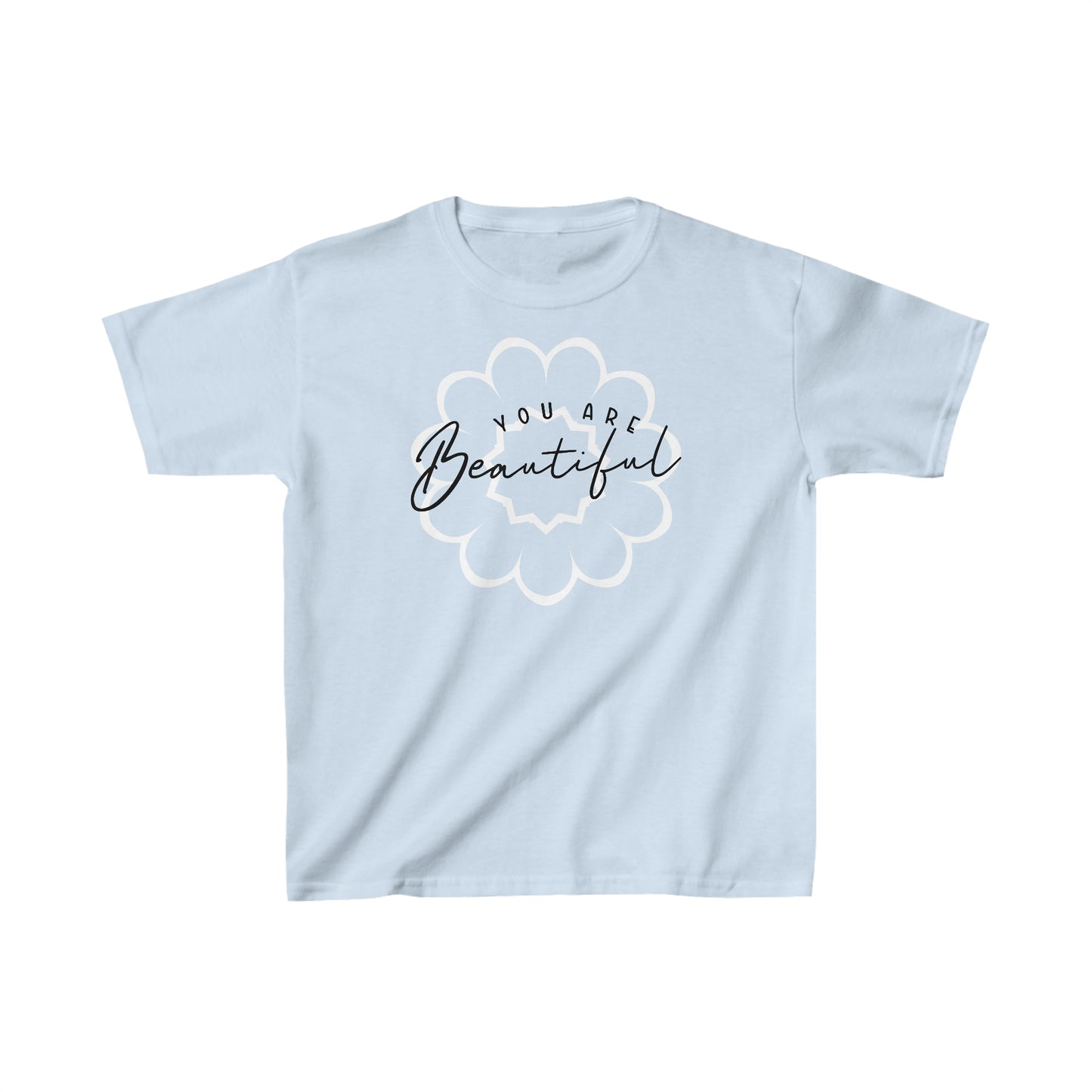 You are Beautiful - White Flower - Kids Heavy Cotton Tee