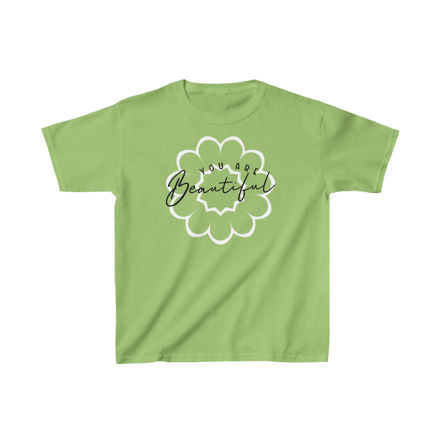 You are Beautiful - White Flower - Kids Heavy Cotton Tee