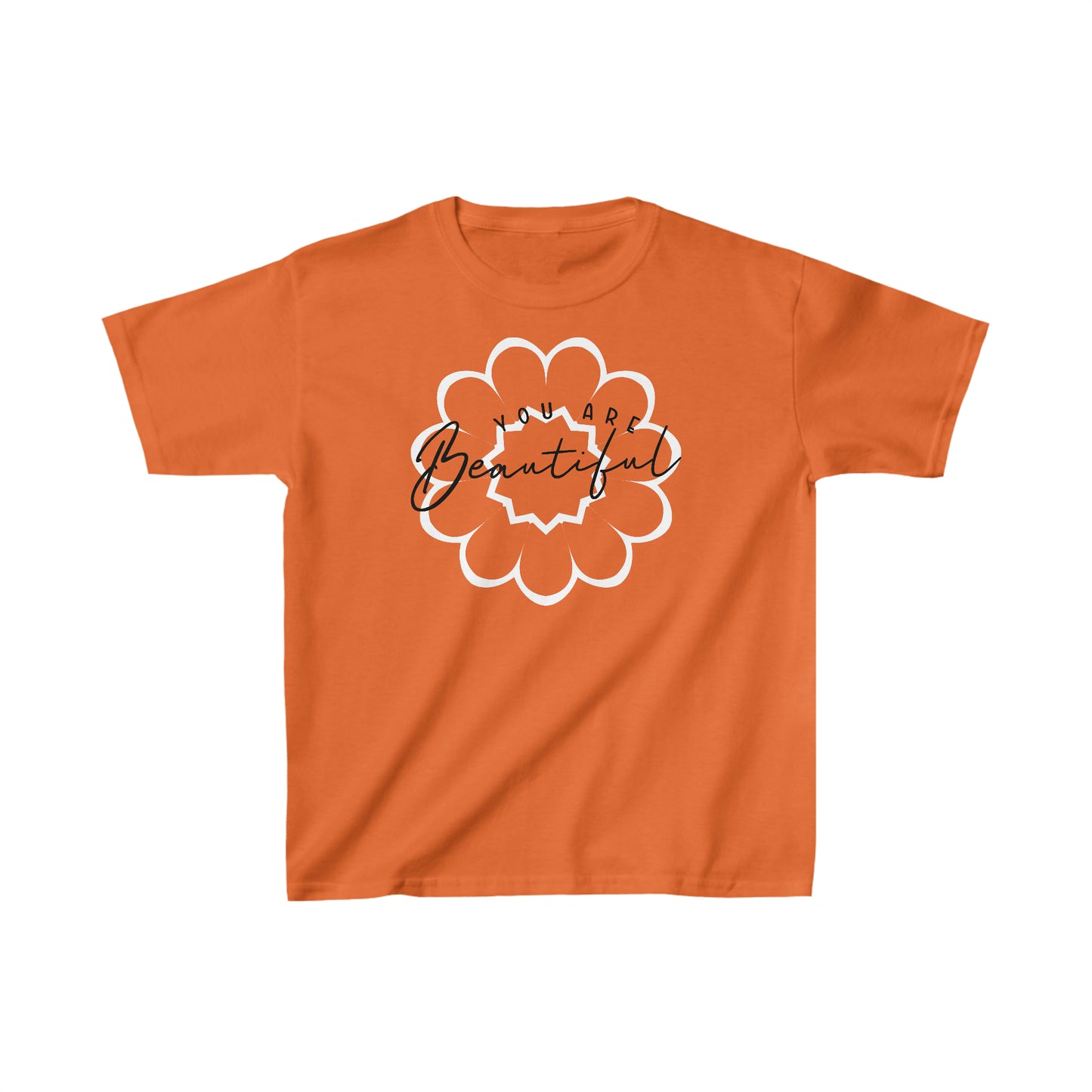 You are Beautiful - White Flower - Kids Heavy Cotton Tee
