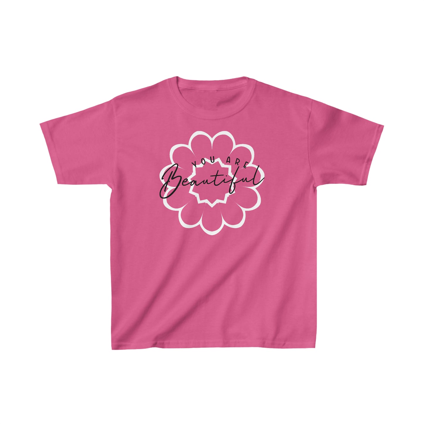 You are Beautiful - White Flower - Kids Heavy Cotton Tee
