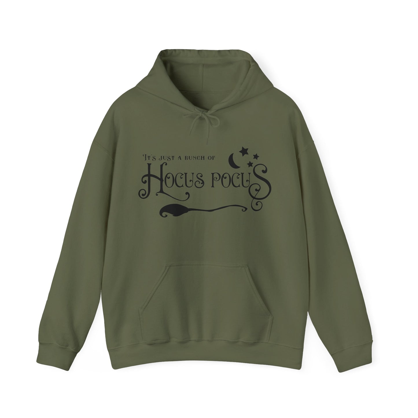 Halloween - It's Just a Bunch of Hocus Pocus - Witch - Broom - Stars - Moon - Unisex Heavy Blend™ Hooded Sweatshirt