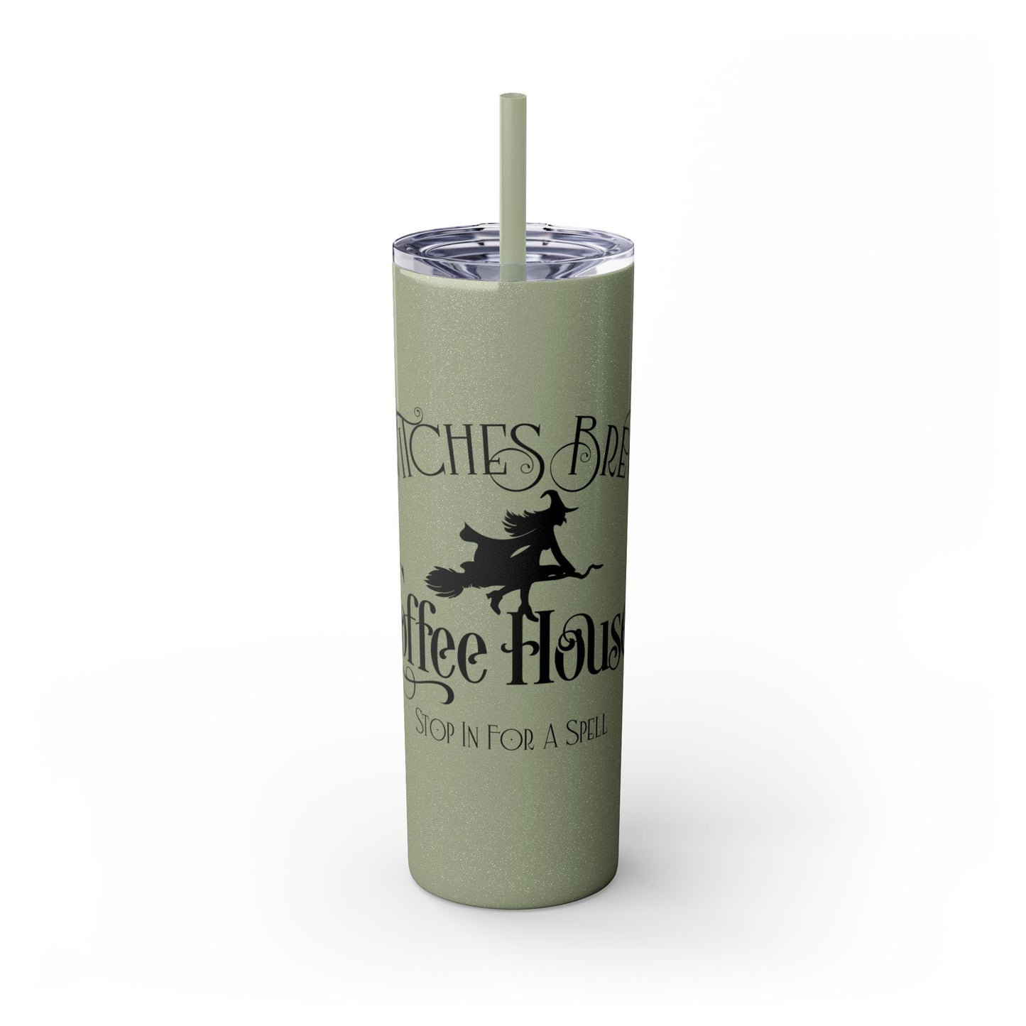 Halloween - Witches Brew - Coffee House - Vintage - Skinny Tumbler with Straw, 20oz - Stainless Steel