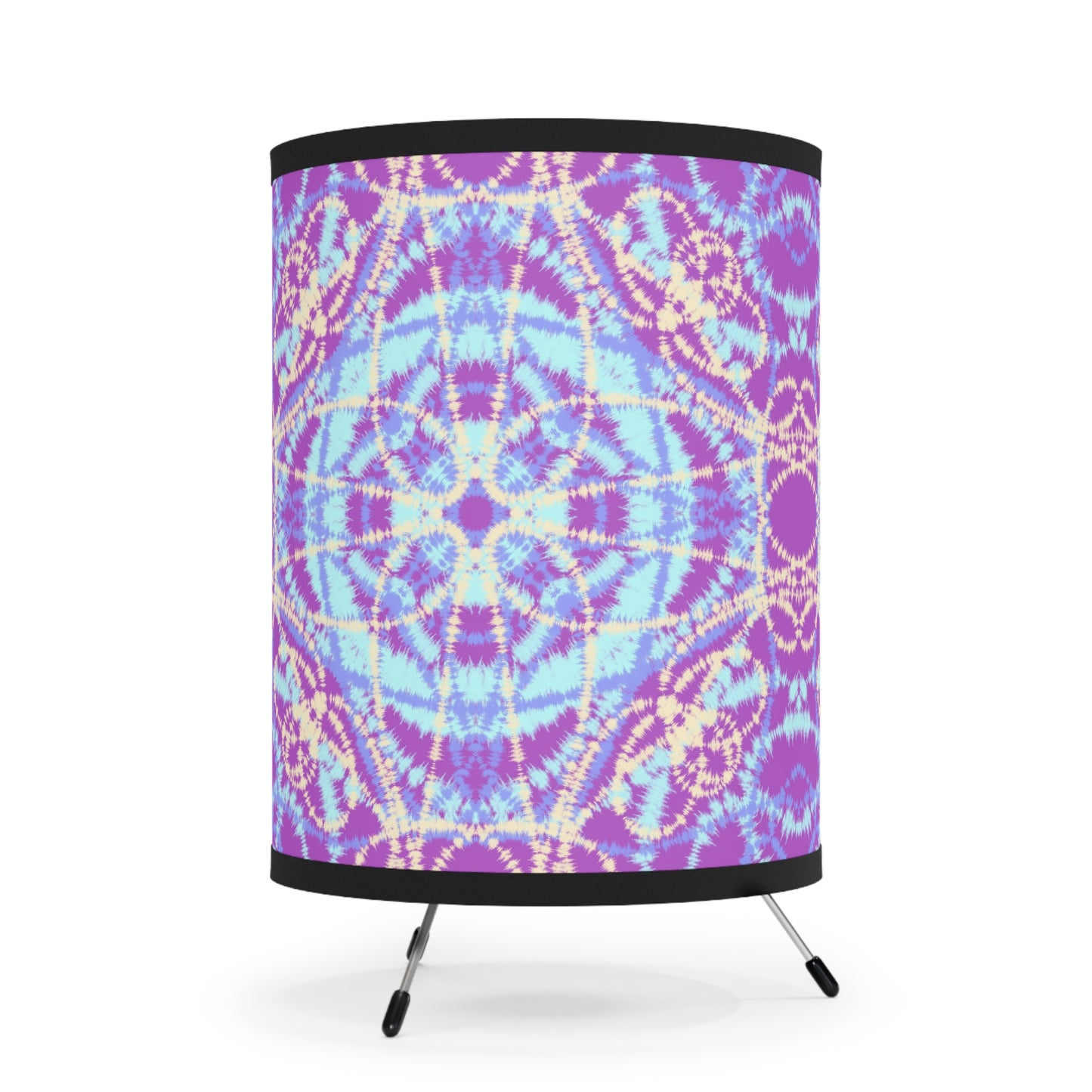 Purple and Blue Tie Dye - Tripod Lamp with High-Res Printed Shade, US\CA plug