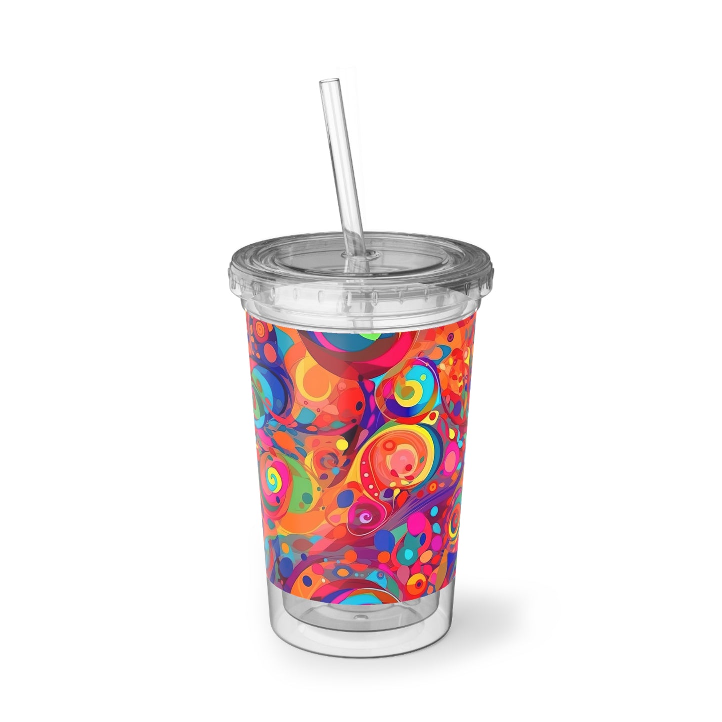 Vibrant Multicolor Abstract 9 - Clear - Suave Acrylic Cup - 16oz
