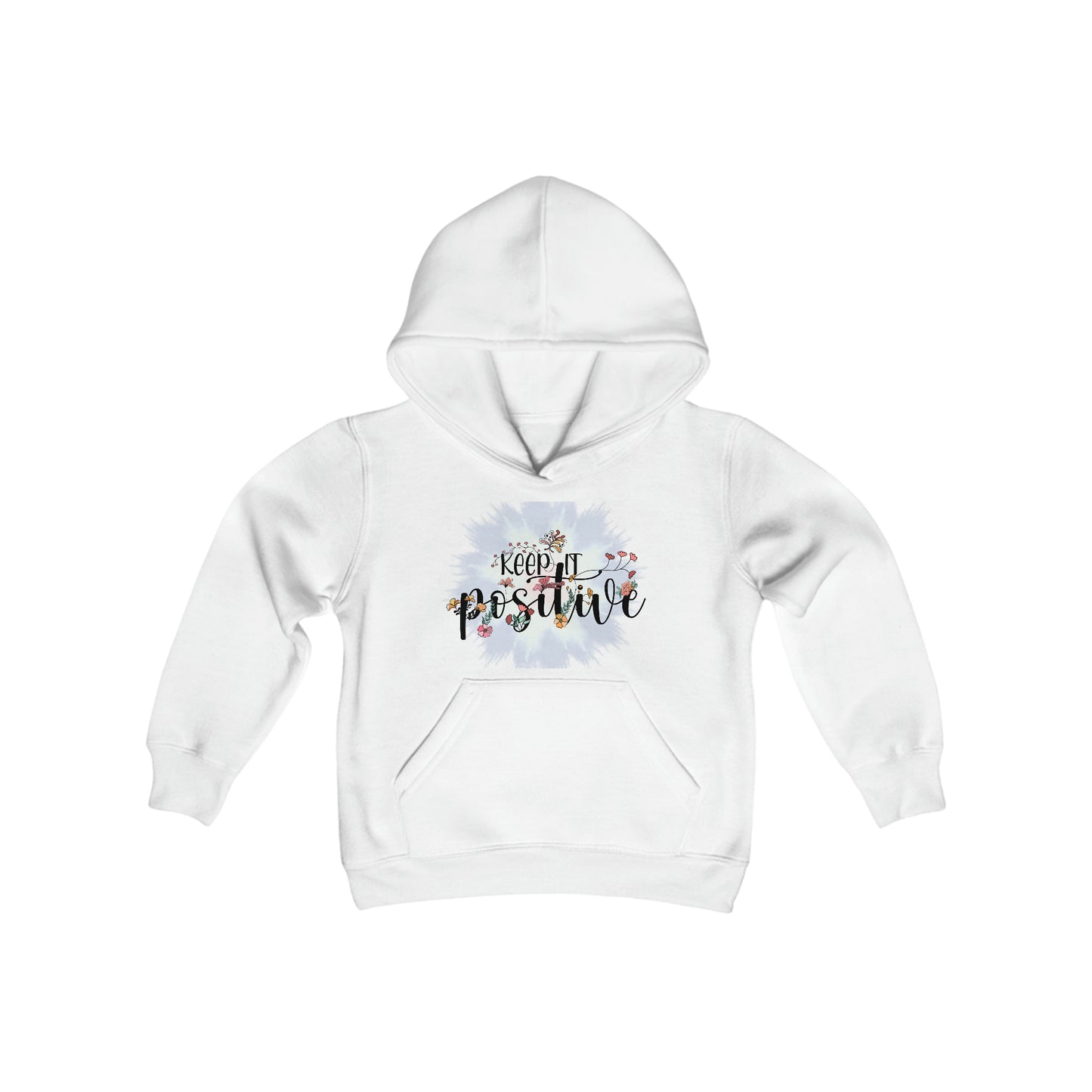 Keep it Positive - Flower Vines - Self Love - Self Acceptance - Inspire - Youth Heavy Blend Hooded Sweatshirt