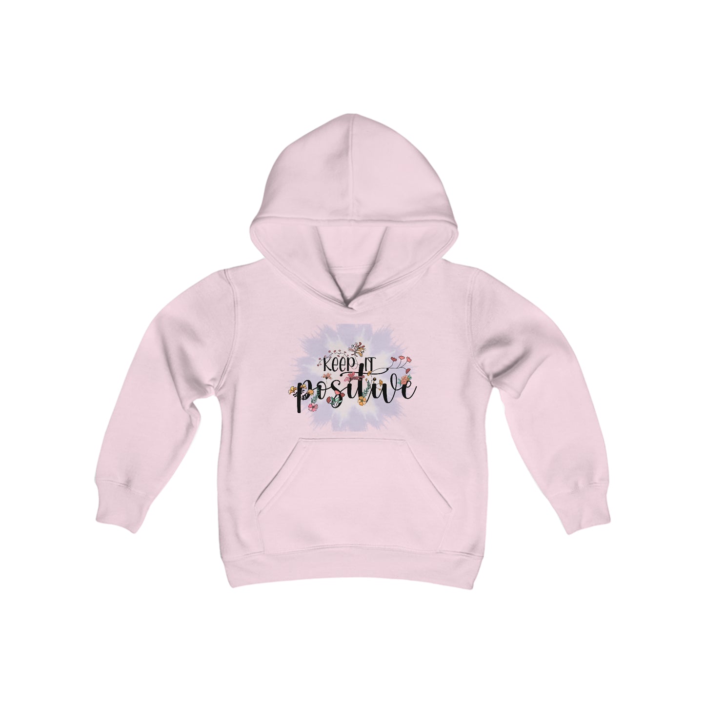 Keep it Positive - Flower Vines - Self Love - Self Acceptance - Inspire - Youth Heavy Blend Hooded Sweatshirt