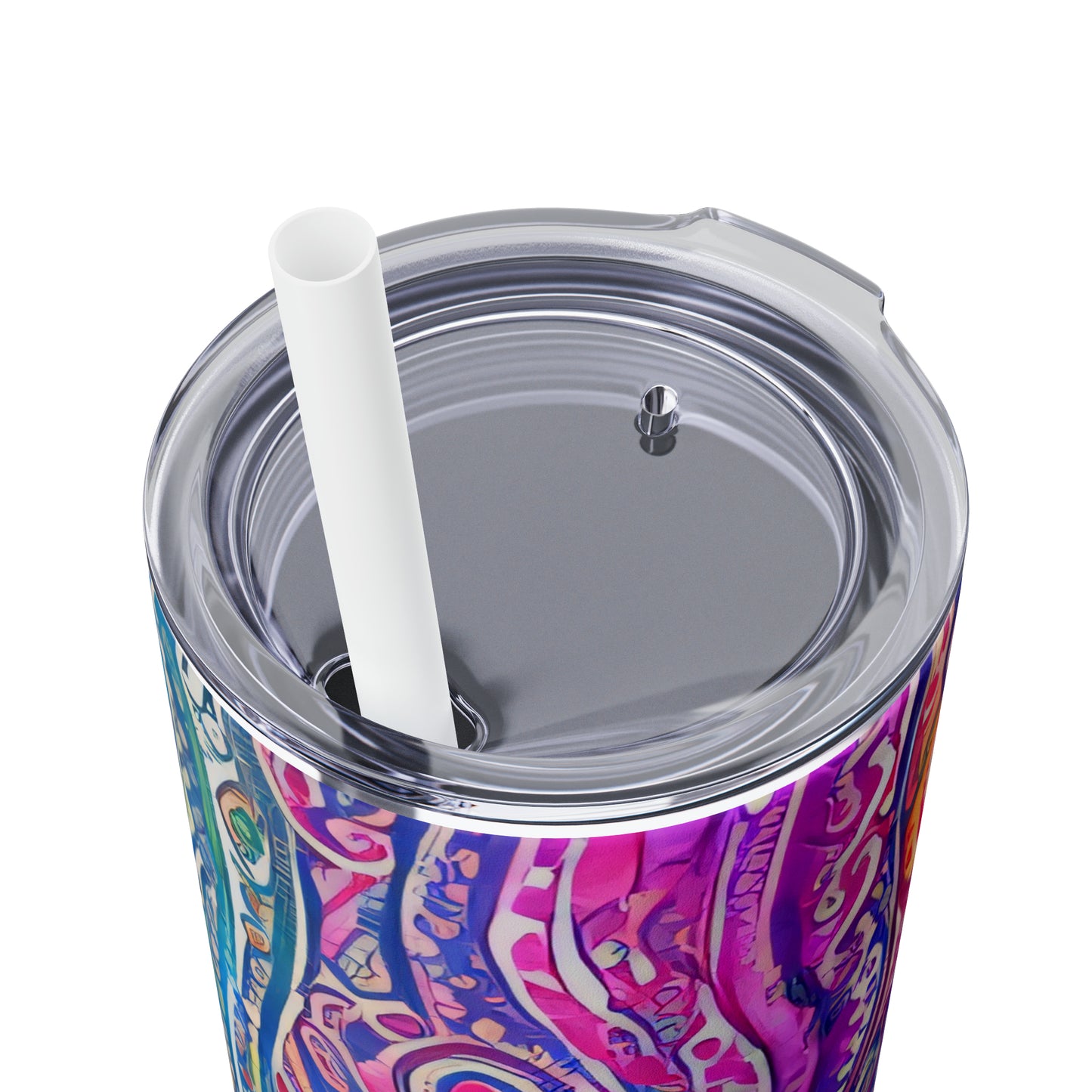 Amazing - Multicolored Watercolor Paisley 1 - Skinny Tumbler with Straw, 20oz - Stainless Steel