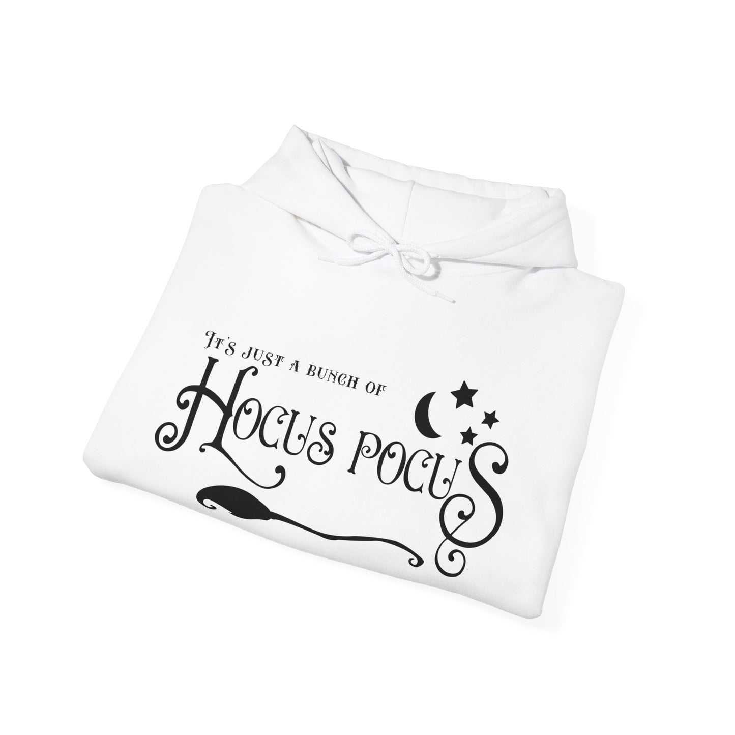 Halloween - It's Just a Bunch of Hocus Pocus - Witch - Broom - Stars - Moon - Unisex Heavy Blend™ Hooded Sweatshirt