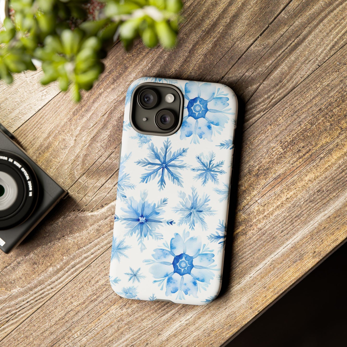 iPhone 16 and iPhone 15 Series - Watercolor Snowflakes - Tough Phone Cases