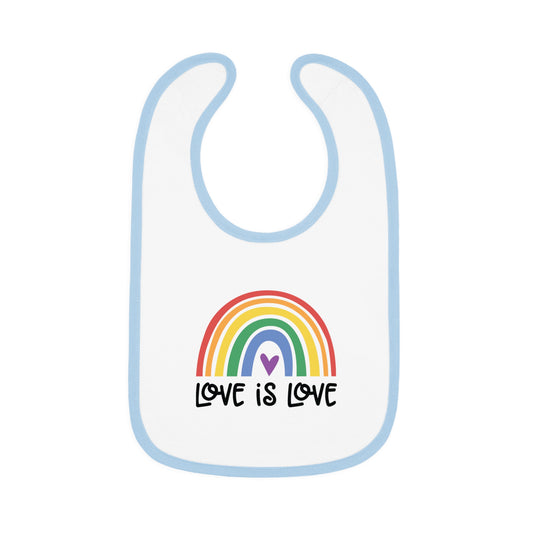 Love is Love - Boho Rainbow - Pride - LGBTQ - Baby Contrast Trim Jersey Bib