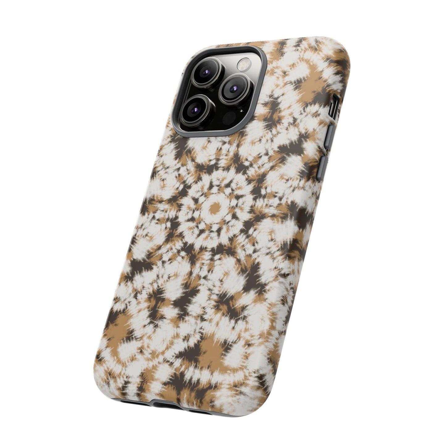 iPhone 14, 1Phone 14 Pro, iPhone 14 Plus, iPhone 14 Pro Max - Tan and Brown Batik - Tough Phone Cases