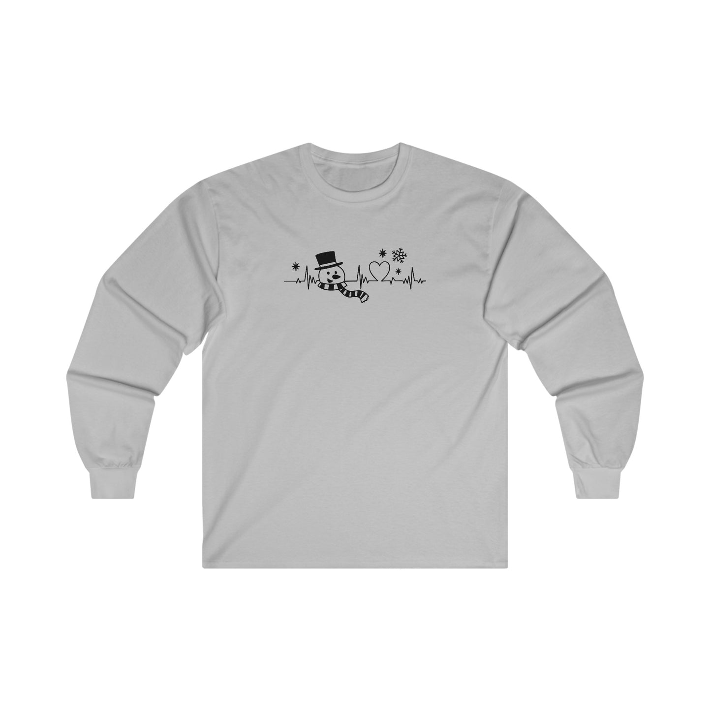 Snowman Heartbeat - Funny Christmas - Ultra Cotton Long Sleeve Tee