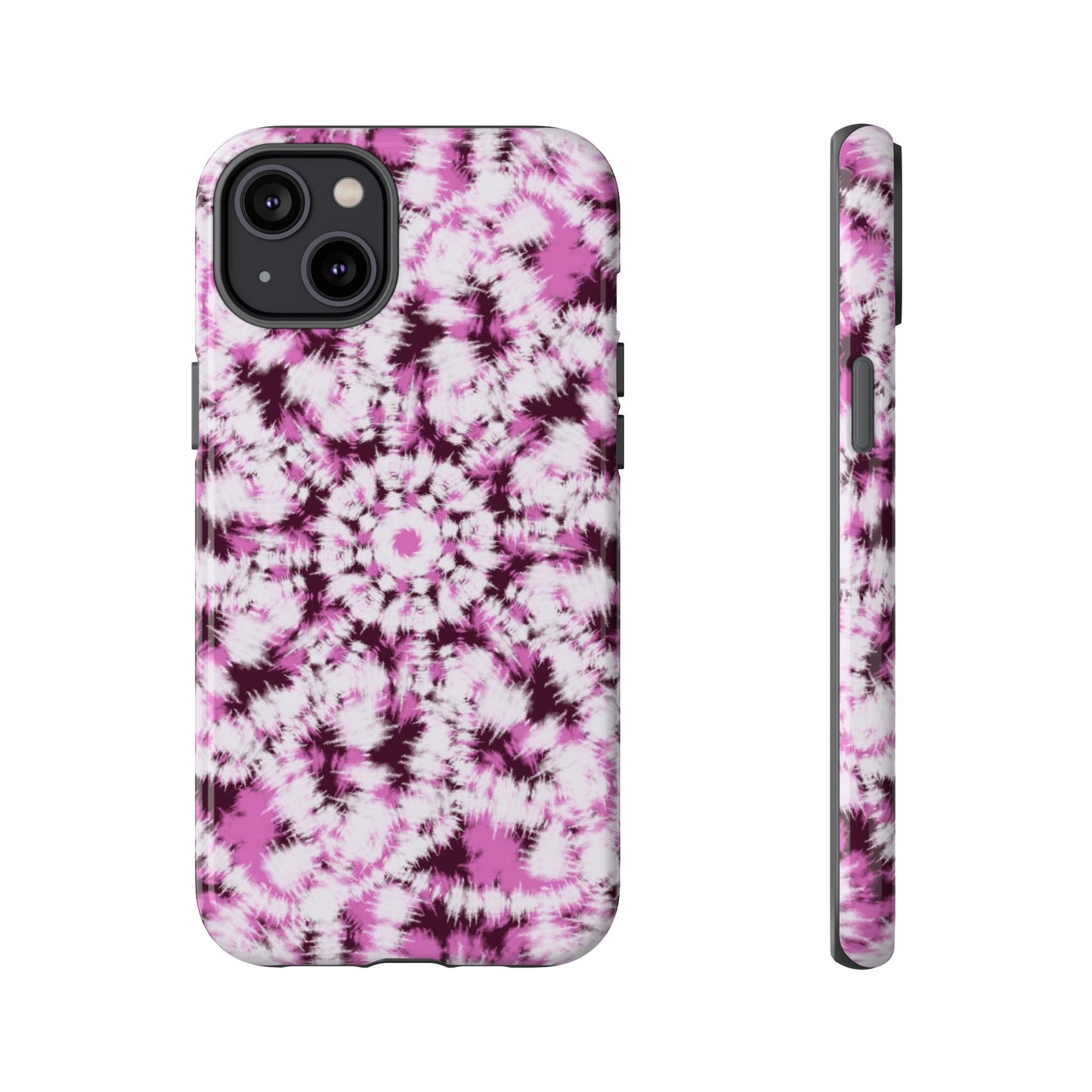iPhone 14, 1Phone 14 Pro, iPhone 14 Plus, iPhone 14 Pro Max - Purple and White Batik - Tough Phone Cases