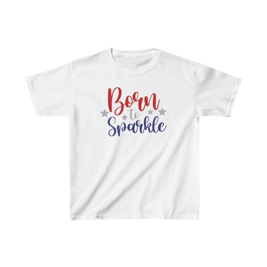 Born to Sparkle - American Flag - 4th of July - Independence Day - Kids Heavy Cotton Tee