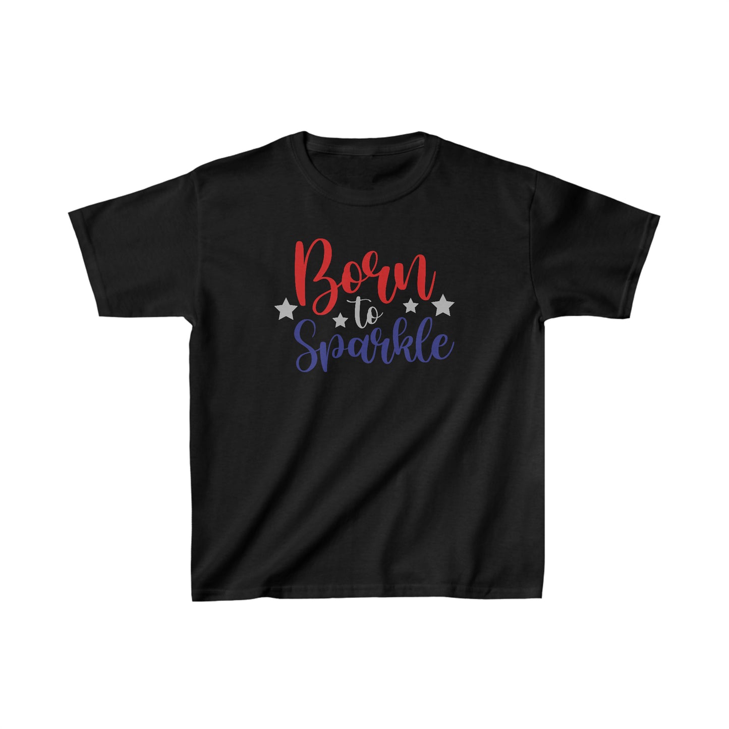 Born to Sparkle - American Flag - 4th of July - Independence Day - Kids Heavy Cotton Tee