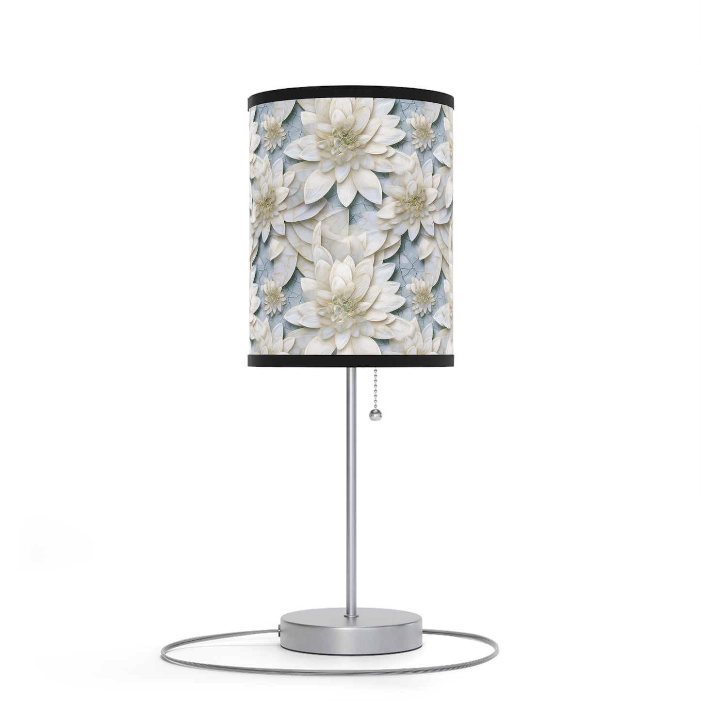 Beautiful and Unique - White Lotus Mosaic 7 - Lamp on a Stand, US|CA plug
