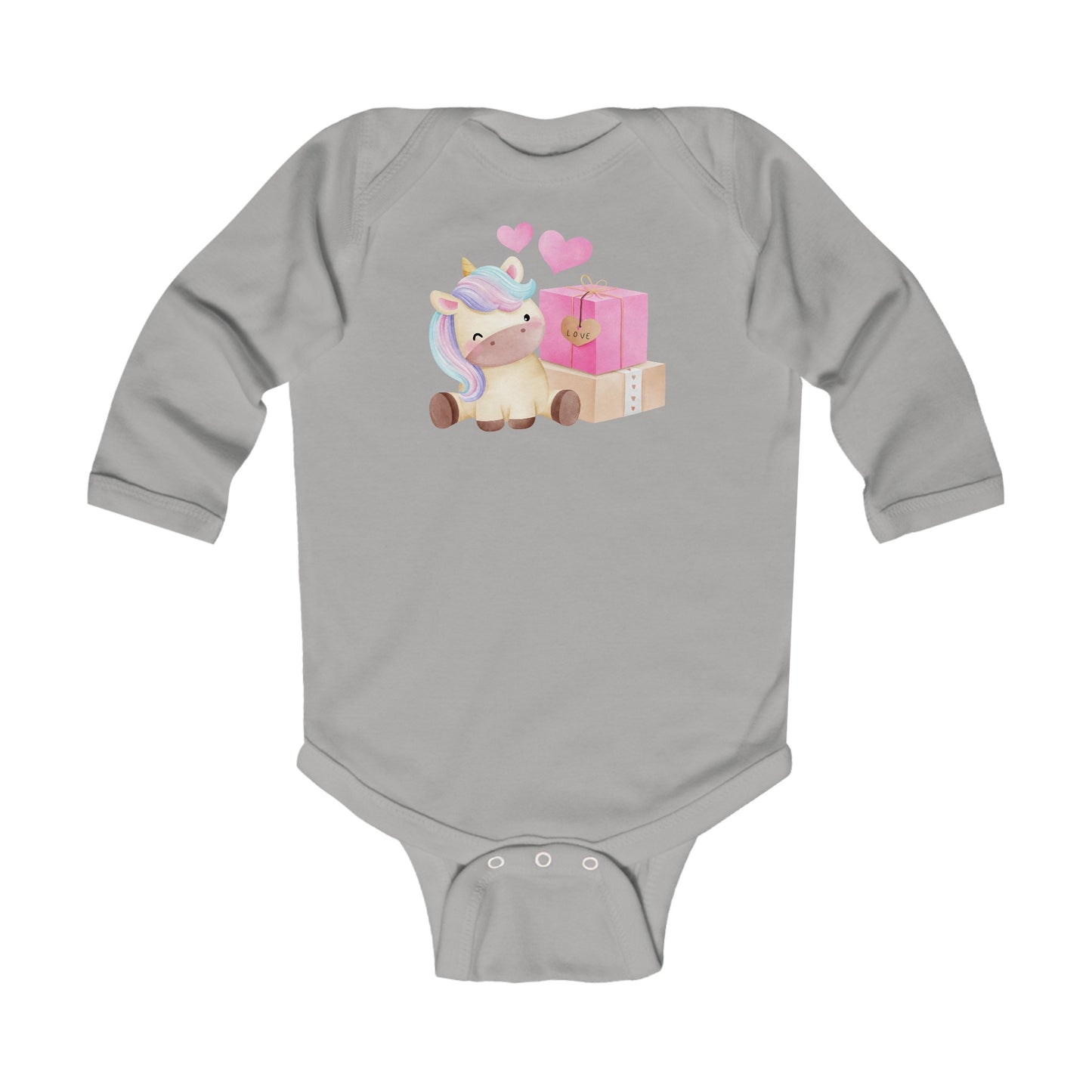 Cutest Unicorn - Hearts - Gifts - Infant Long Sleeve Bodysuit