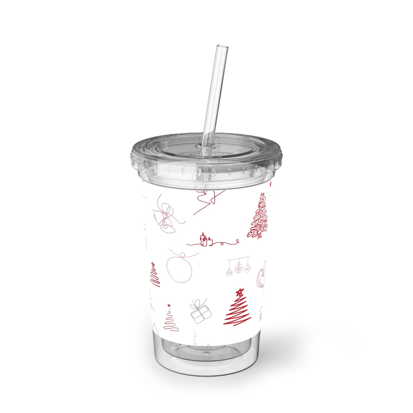 Amazing Hand Drawn Christmas - Multicolor - Clear - Suave Acrylic Cup - 16oz