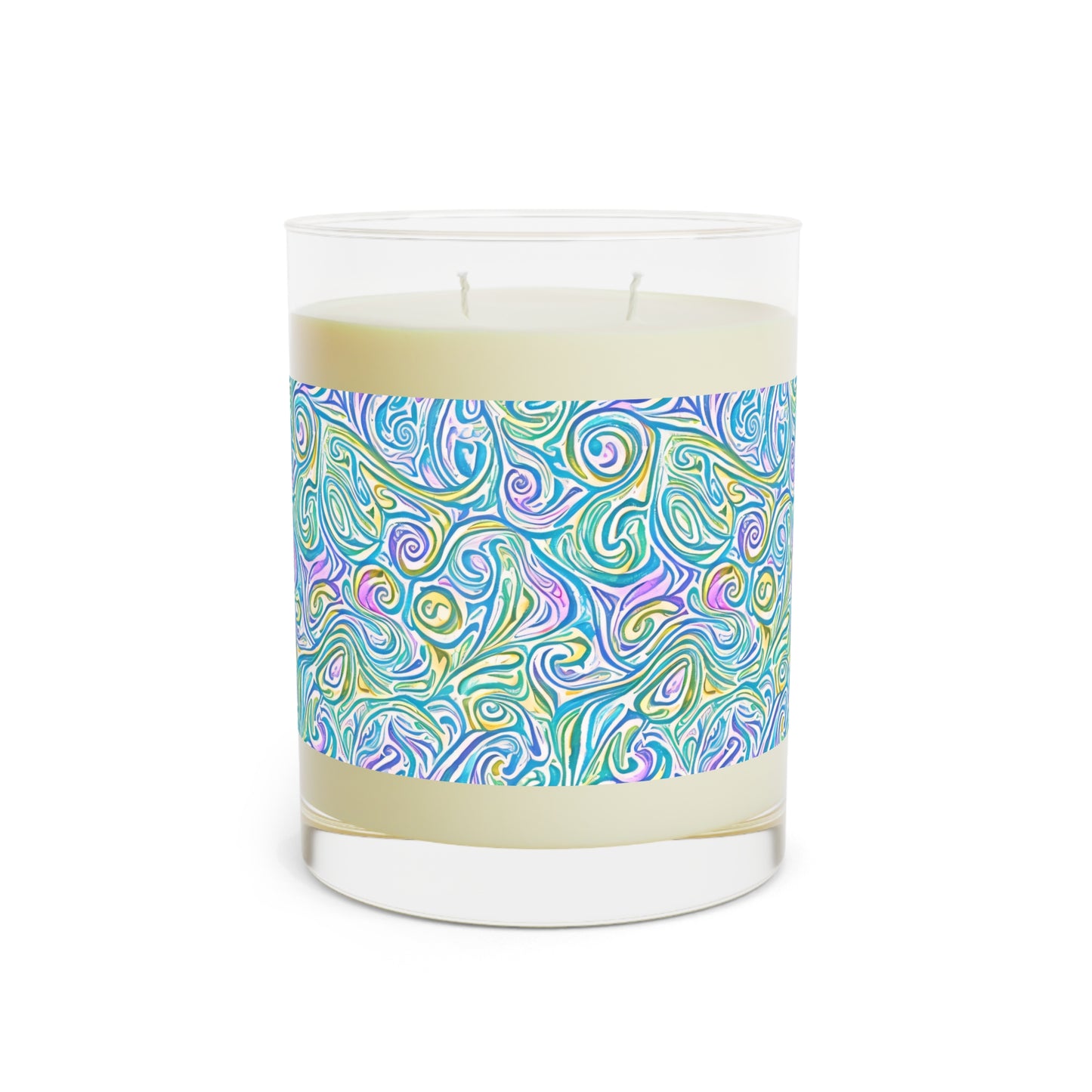 Abstract Swirl - Blue, Yellow, Purple, Green - Scented Candle - 11oz