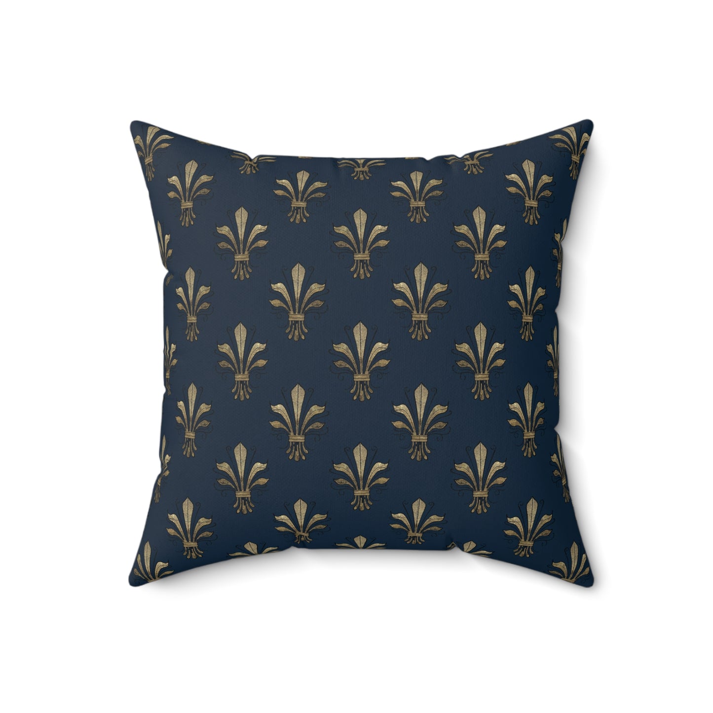 Blue and Gold Paris Pattern 23 - Faux Suede Square Pillow