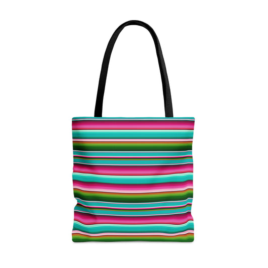 Aqua, Pink, and Green Multicolor Striped 16 - Practical, high-quality Tote Bag