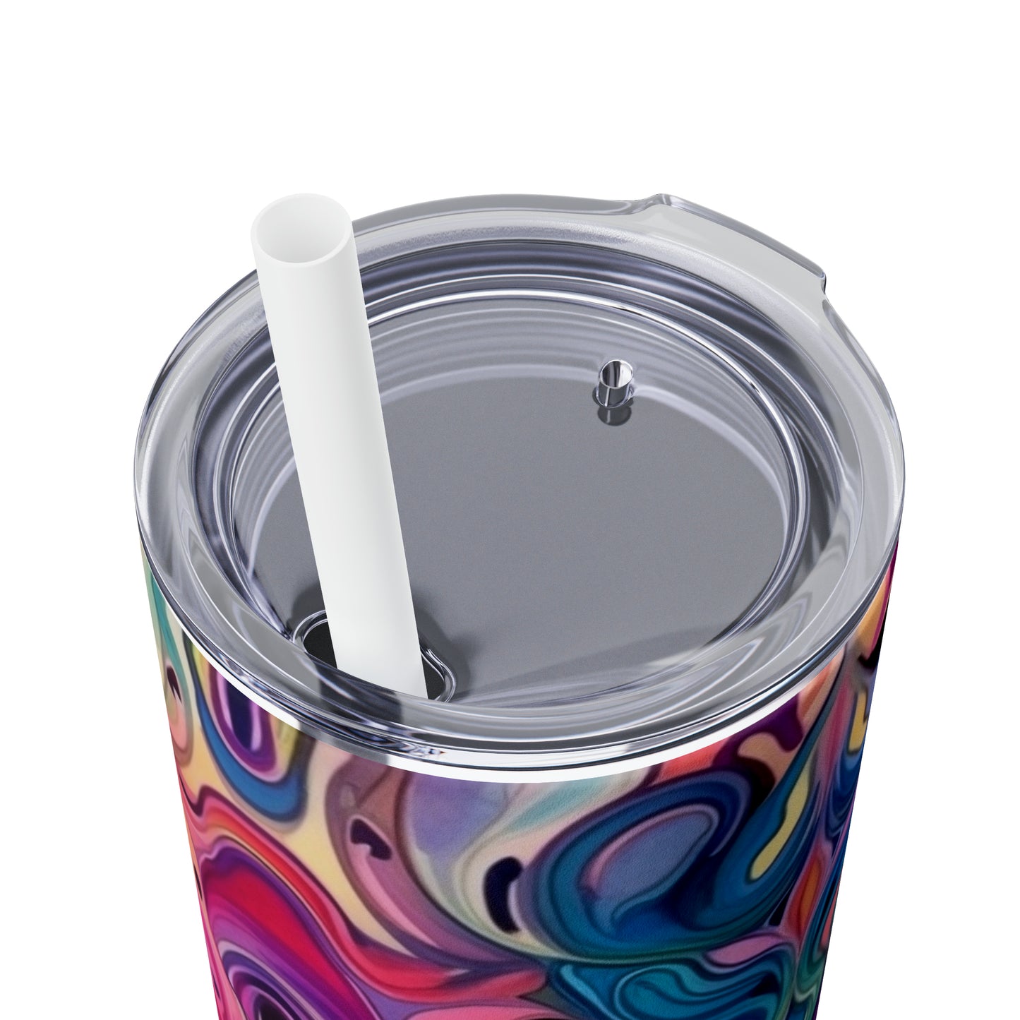 Beautiful Watercolor Multicolor - Skinny Tumbler with Straw, 20oz - Stainless Steel