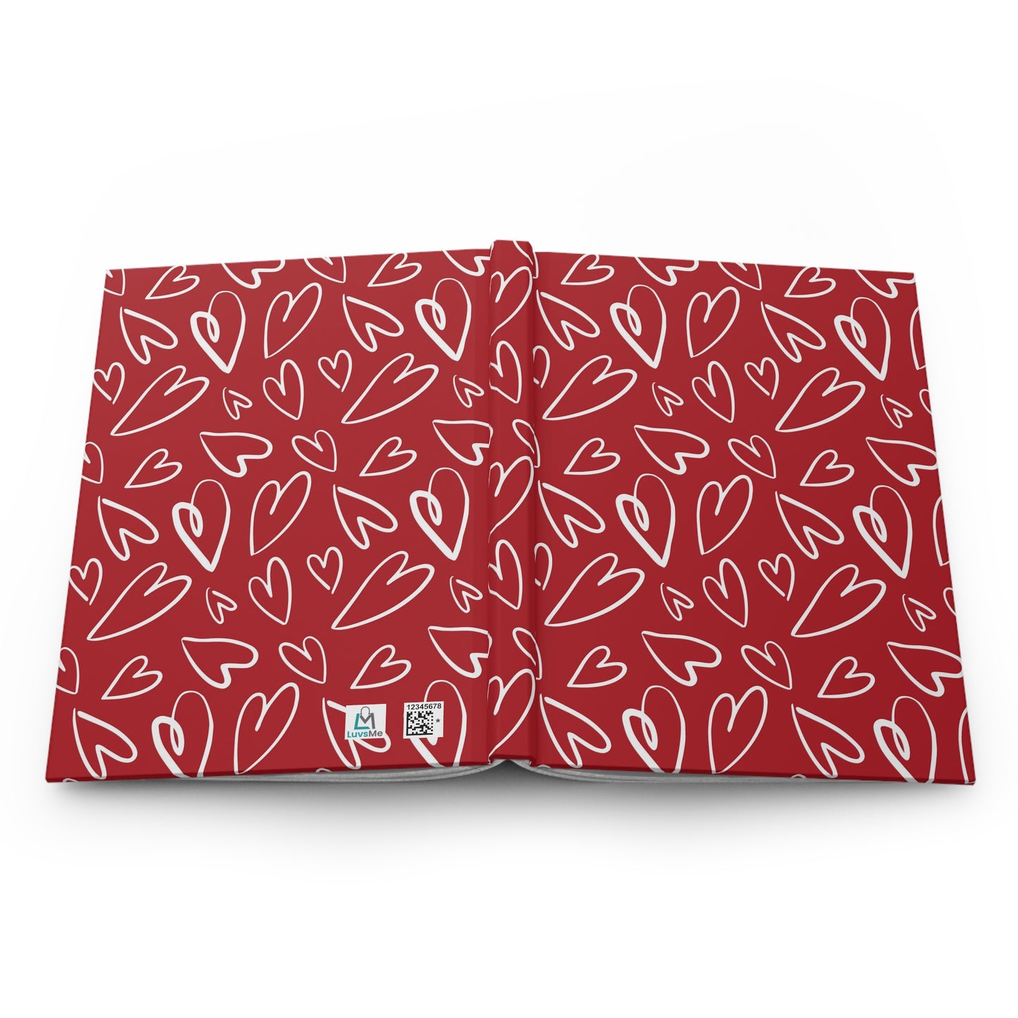 Red with White Hearts - Hardcover Lined Journal Matte