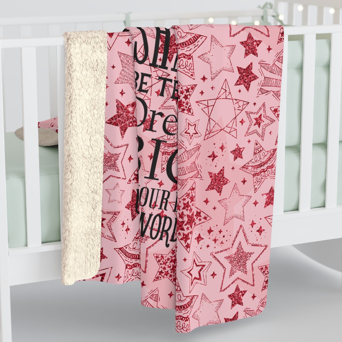Beautiful, Cozy, Soft - Amazing Family Rules - Vintage Sign - Red Stars - Sherpa Fleece Blanket