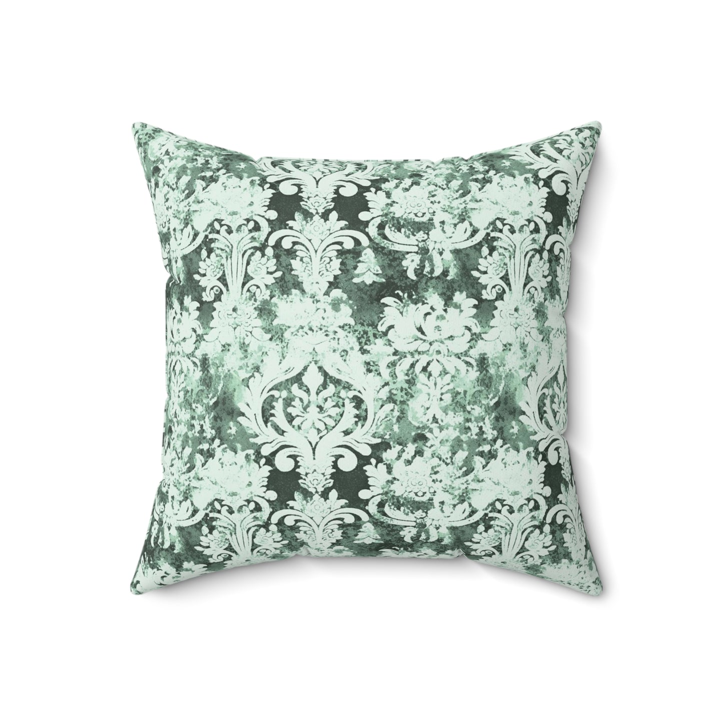 Vintage Green Damask 77 - Beautiful, Shabby Chic, Boho, Fun - Faux Suede Square Pillow