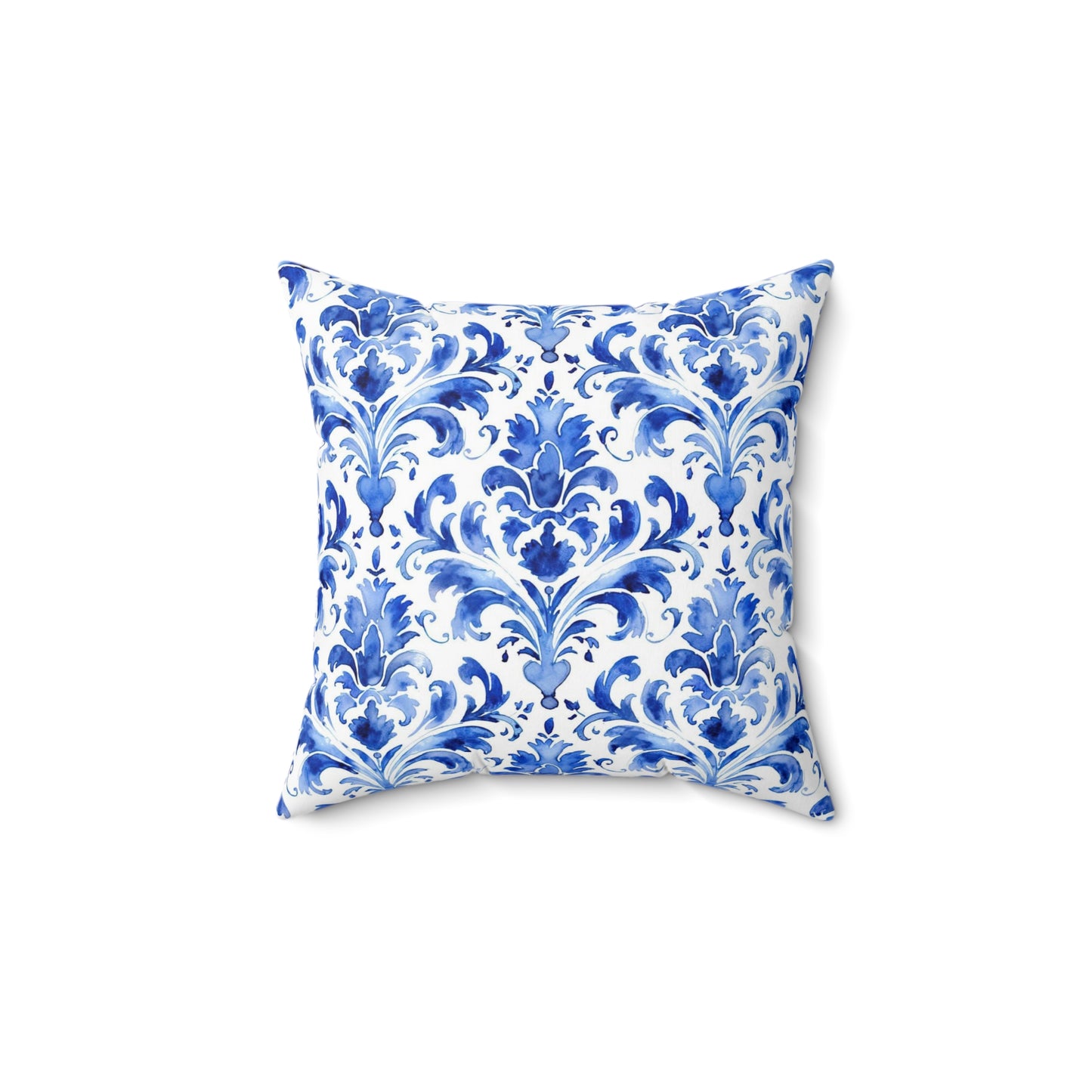 Blue Watercolor Damask 0 - Beautiful, Shabby Chic, Boho, Fun - Faux Suede Square Pillow