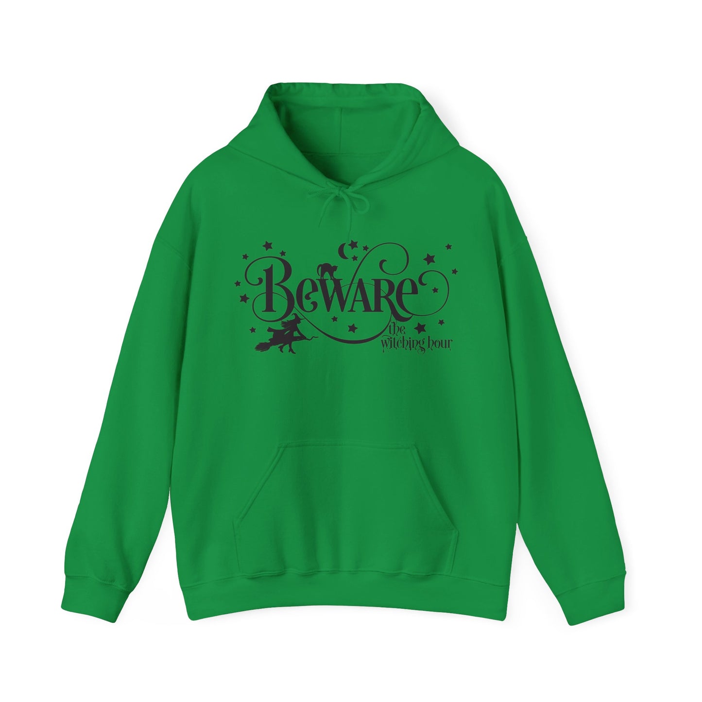 Halloween - Beware the Witching Hour - Witch - Broom - Stars - Moon - Unisex Heavy Blend Hooded Sweatshirt