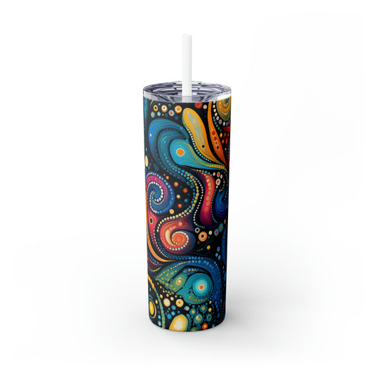 Colorful Psychedelic Swirls 1.8 - Skinny Tumbler with Straw, 20oz - Stainless Steel