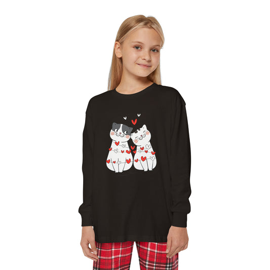Cats in LOVE - String of Hearts - Youth Long Sleeve Pajama Set