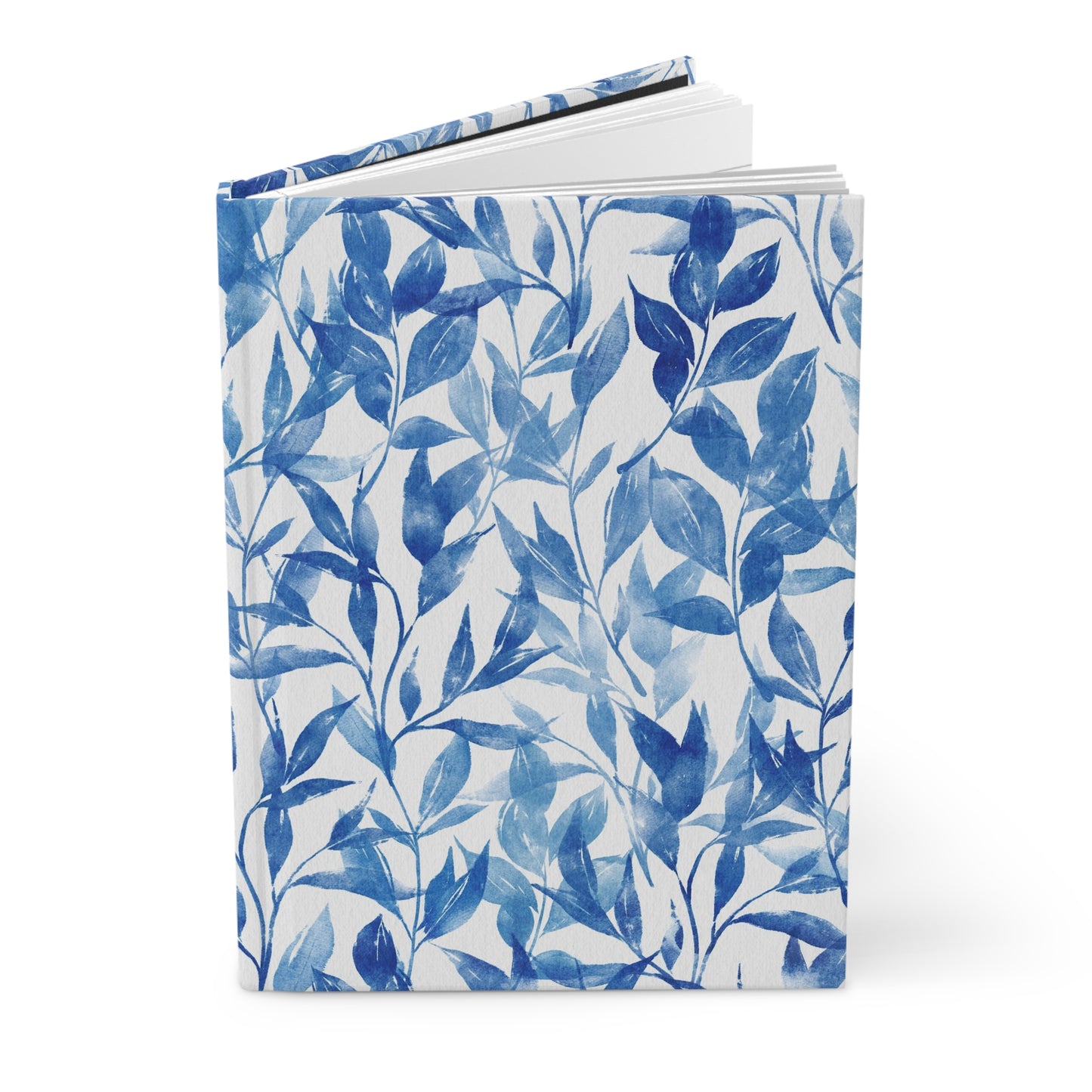 Blue Watercolor Leaves - Hardcover Journal Matte