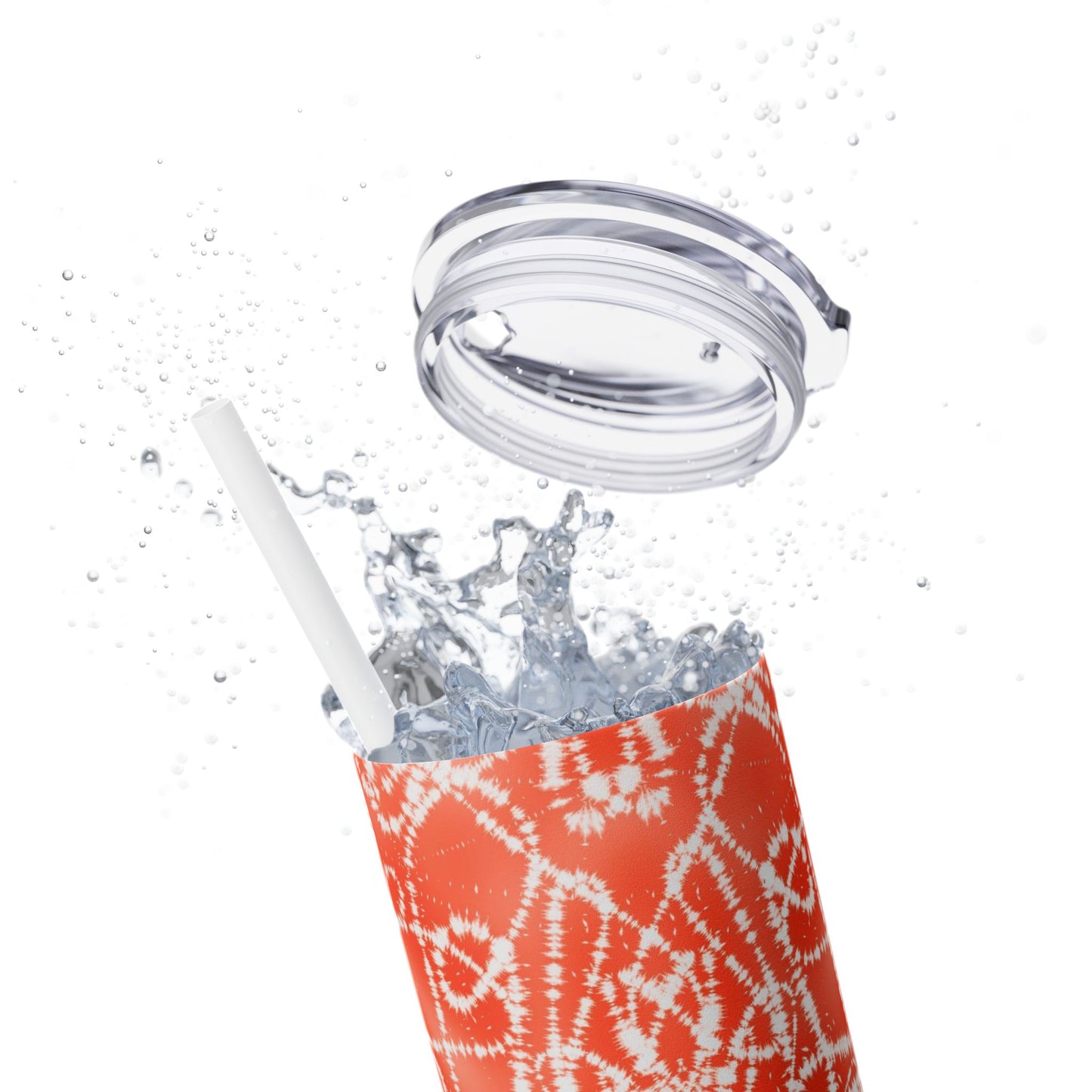 Batik - Orange - Skinny Tumbler with Straw, 20oz - Stainless Steel