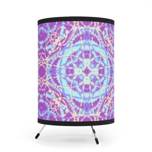 Purple and Blue Tie Dye - Tripod Lamp with High-Res Printed Shade, US\CA plug