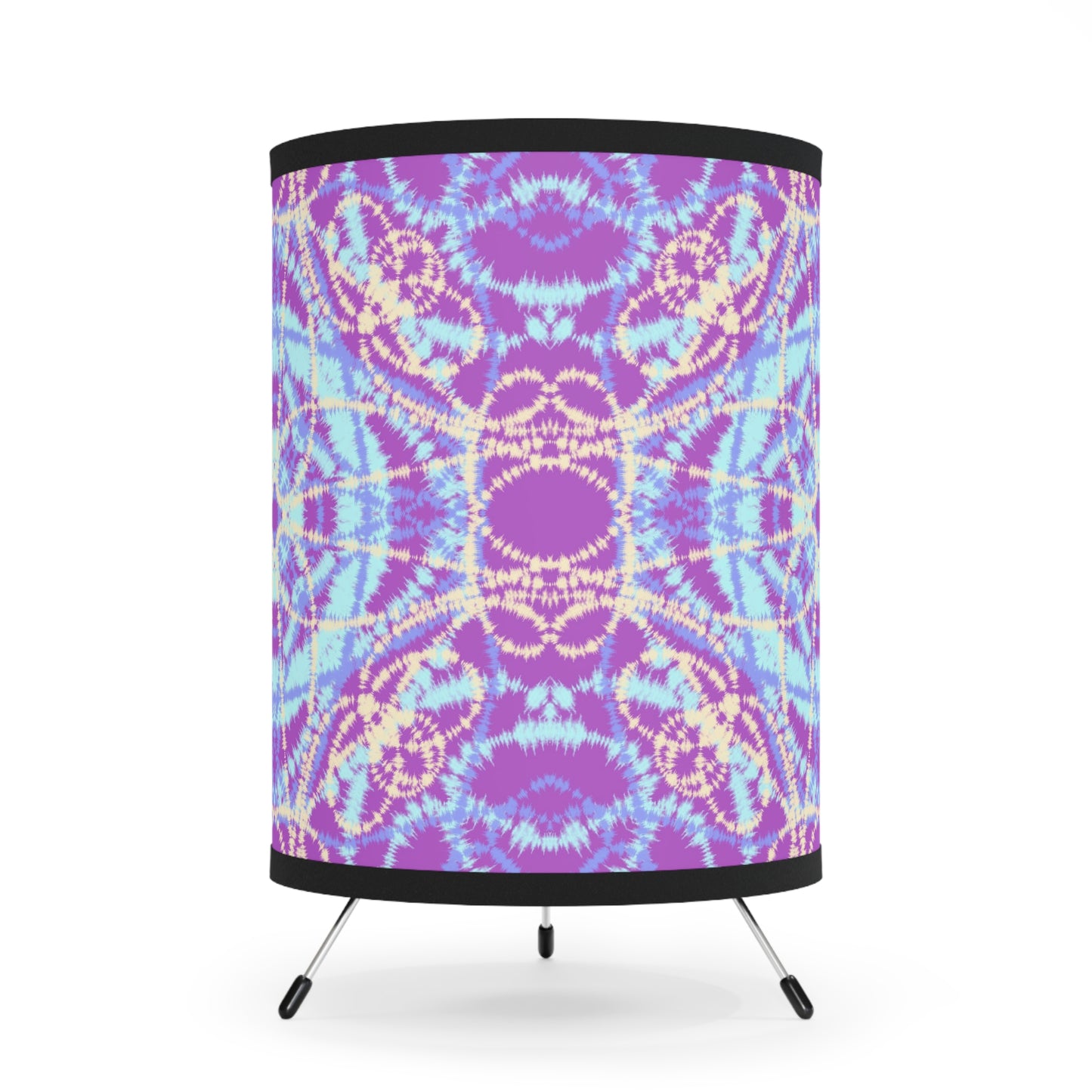 Purple and Blue Tie Dye - Tripod Lamp with High-Res Printed Shade, US\CA plug