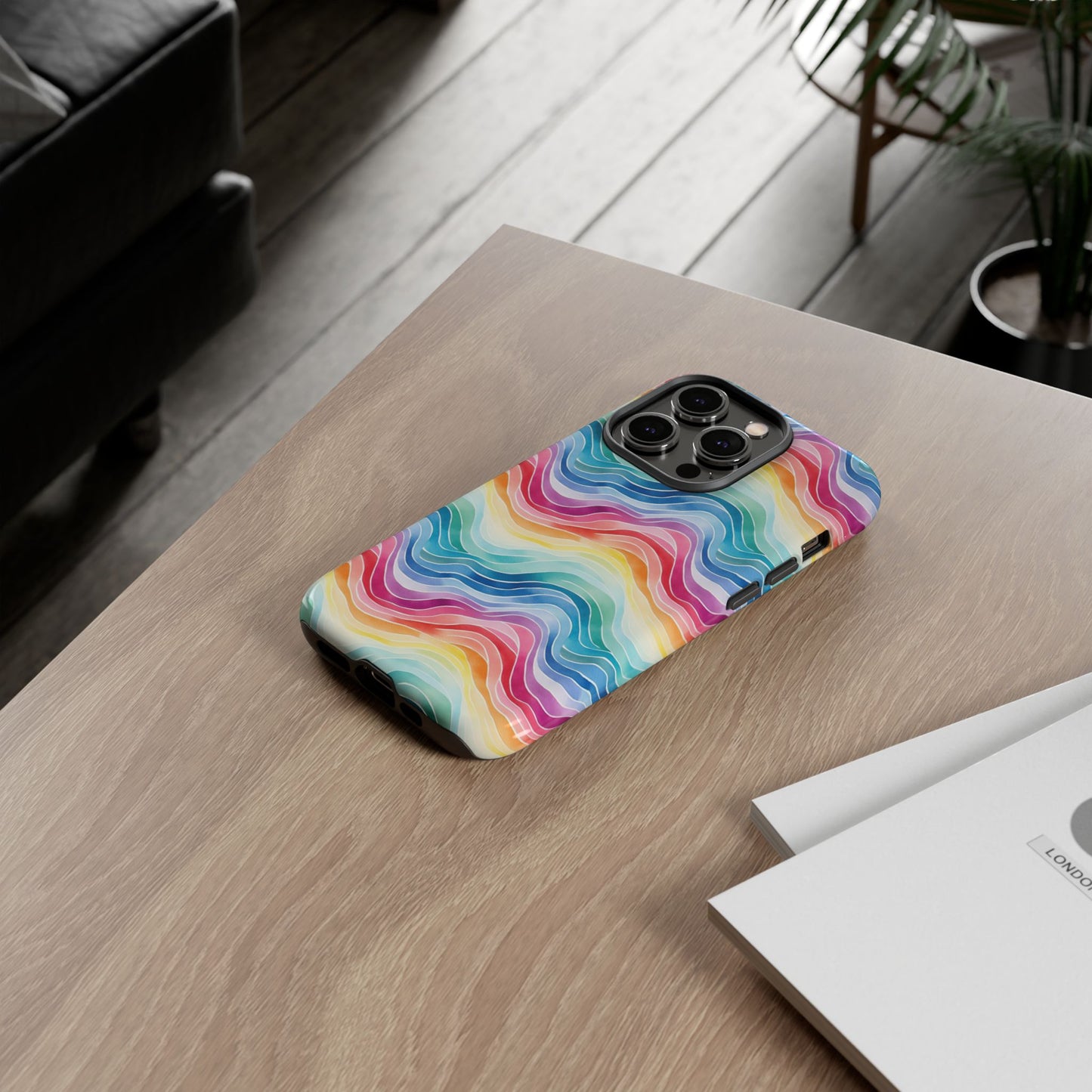 iPhone 14, 1Phone 14 Pro, iPhone 14 Plus, iPhone 14 Pro Max - Rainbow Wave - Tough Phone Cases
