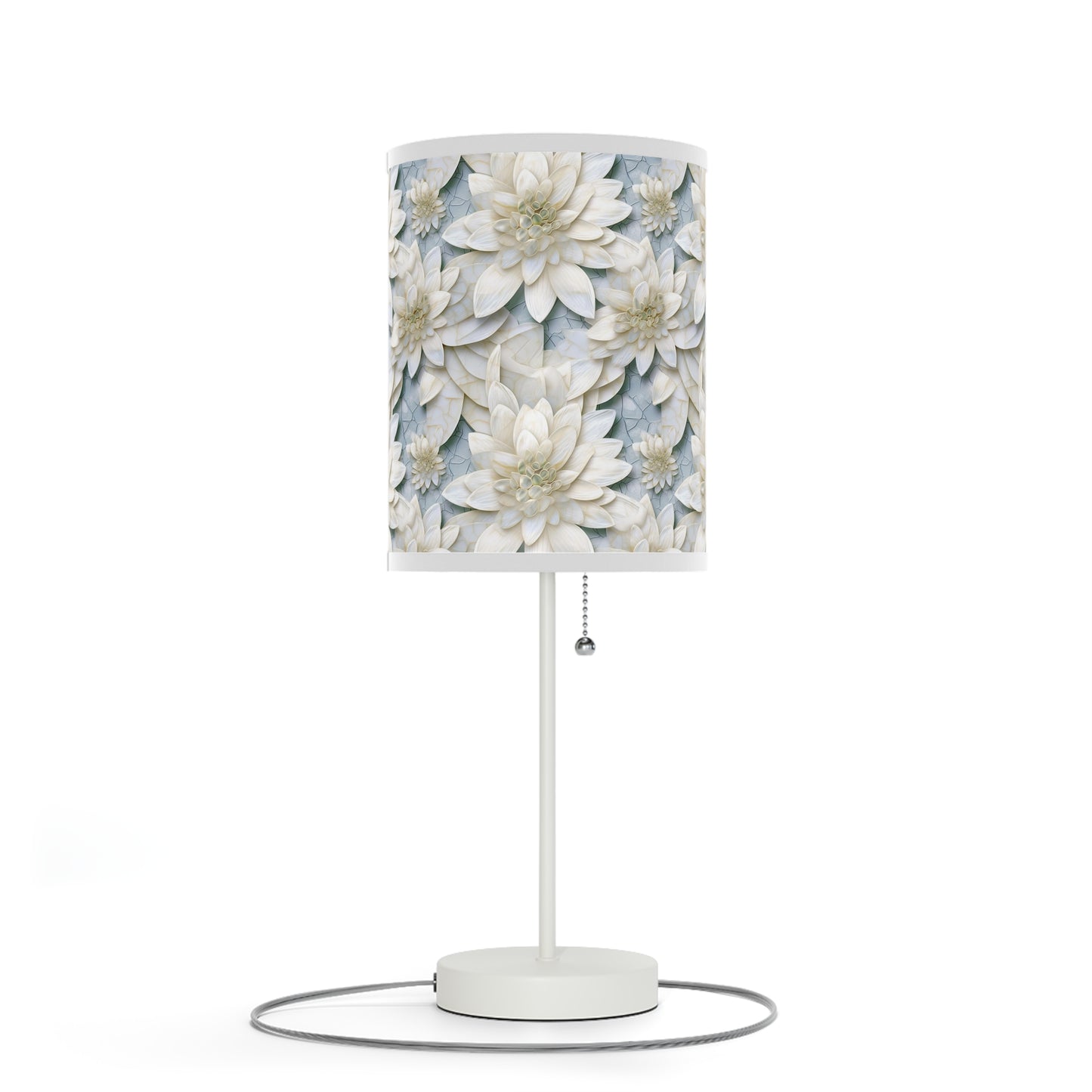 Beautiful and Unique - White Lotus Mosaic 7 - Lamp on a Stand, US|CA plug