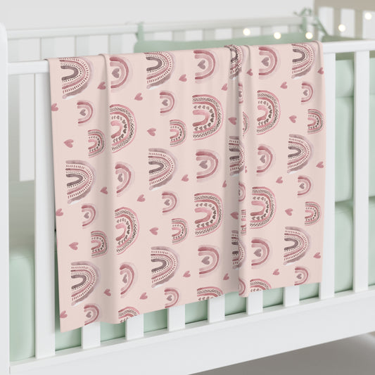 Pink Boho Rainbow Pattern 2 - Baby Swaddle Blanket