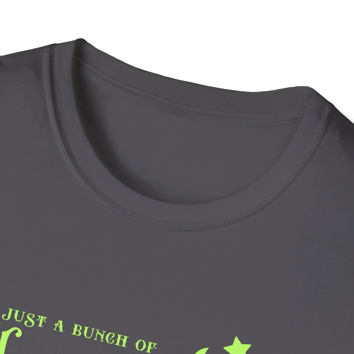 Halloween - It's Just a Bunch of Hocus Pocus - Witch - Broom - Stars - Moon - Unisex Softstyle T-Shirt