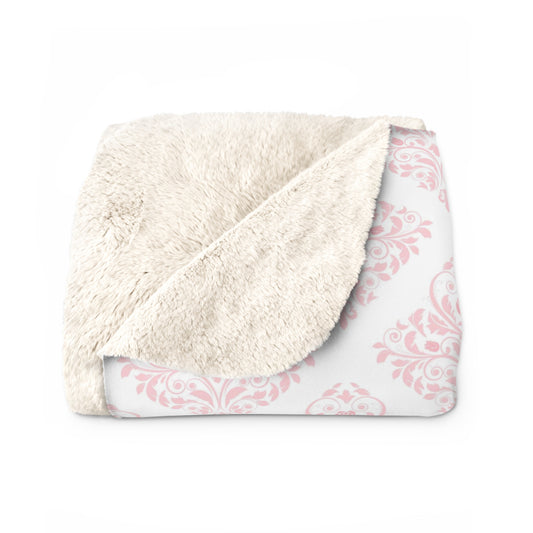 Beautiful, Cozy, Soft - Amazing - Pink Paris Damask 10 - Sherpa Fleece Blanket