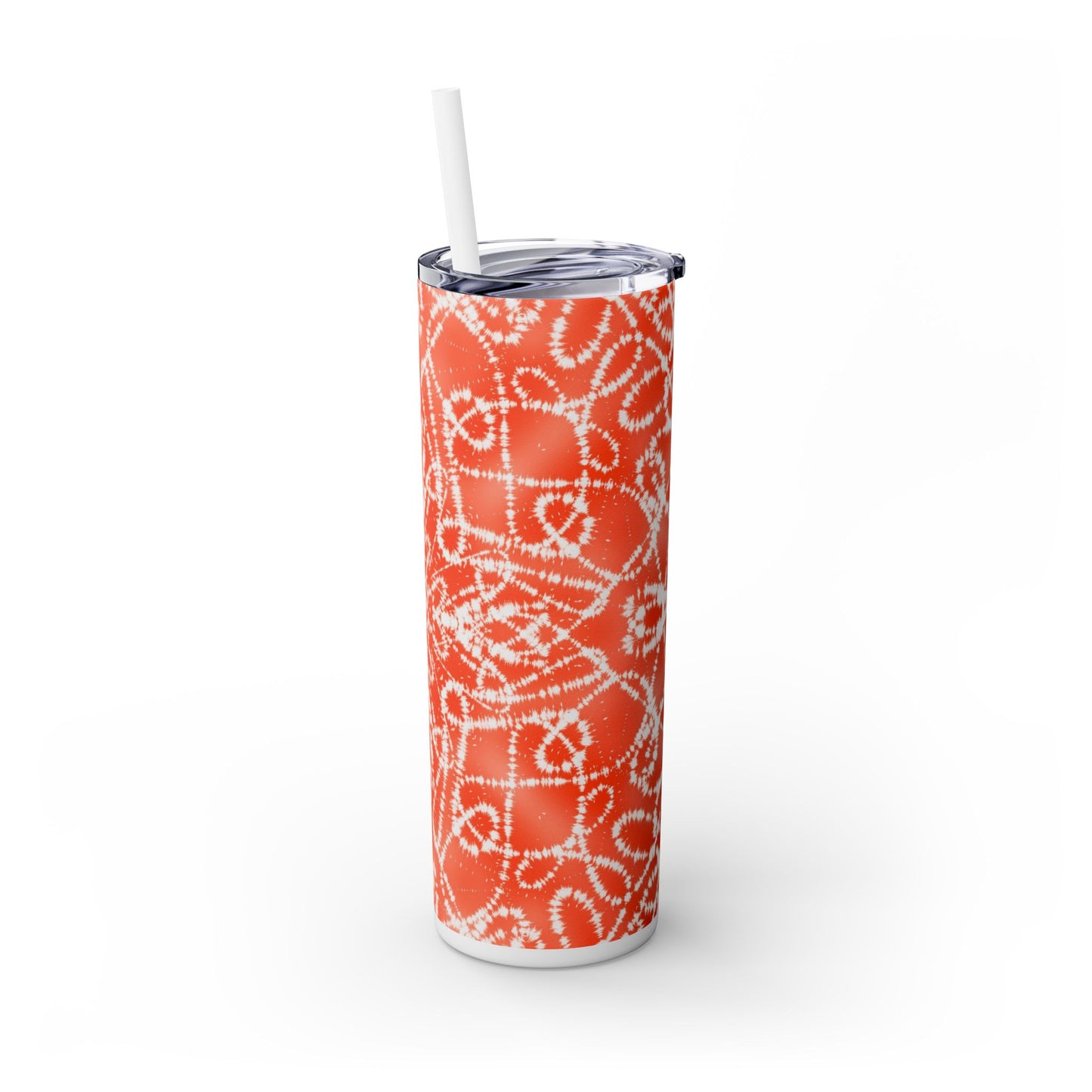 Batik - Orange - Skinny Tumbler with Straw, 20oz - Stainless Steel