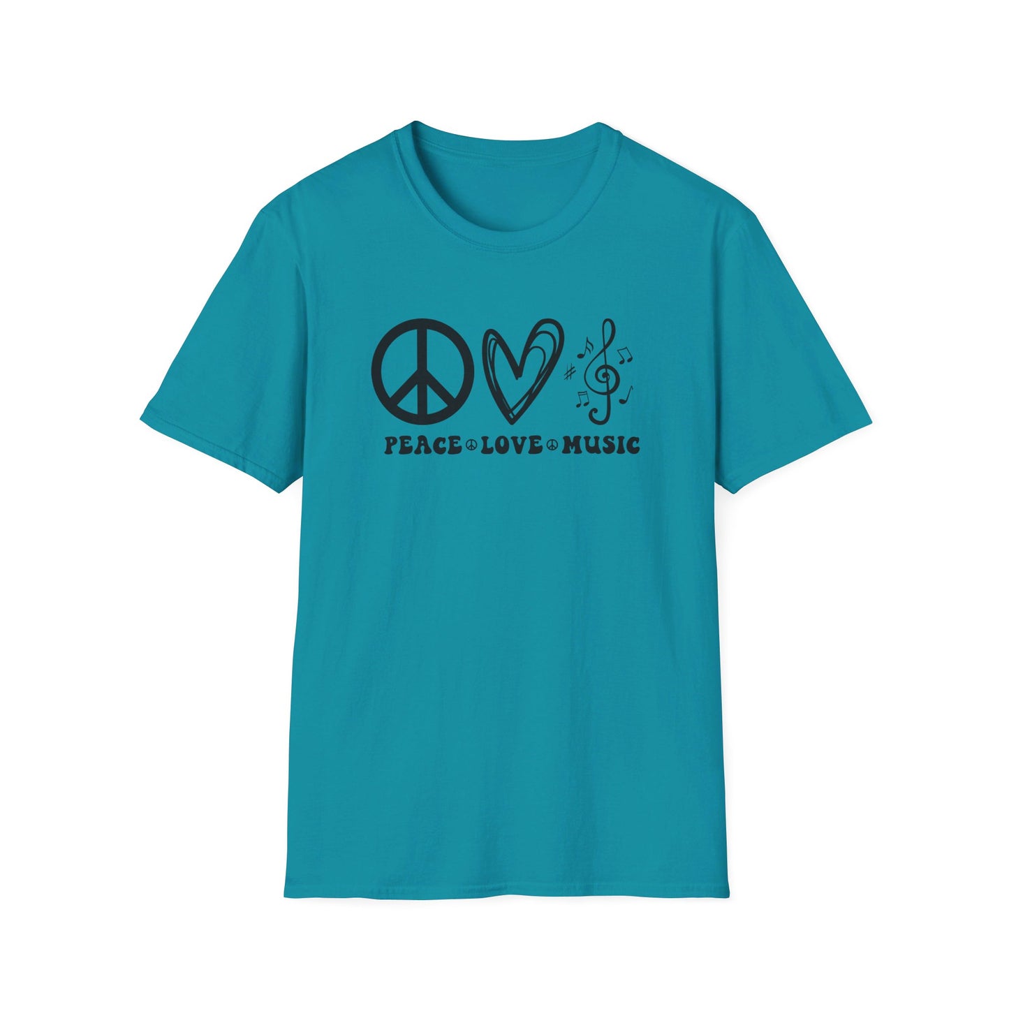 Peace, Love, Music - Unisex Softstyle T-Shirt