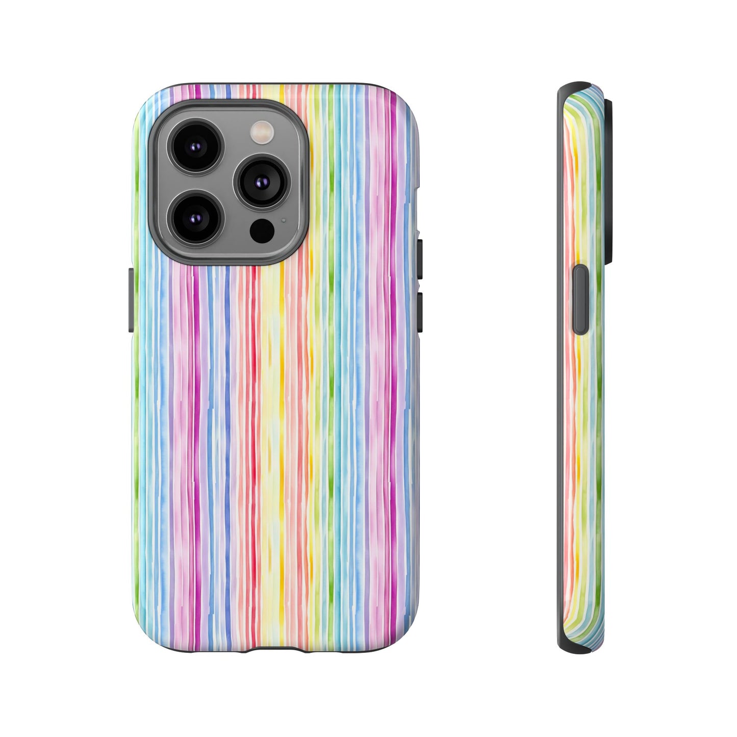 iPhone 14, 1Phone 14 Pro, iPhone 14 Plus, iPhone 14 Pro Max - Pastel Rainbow Vertical Stripes - Tough Phone Cases