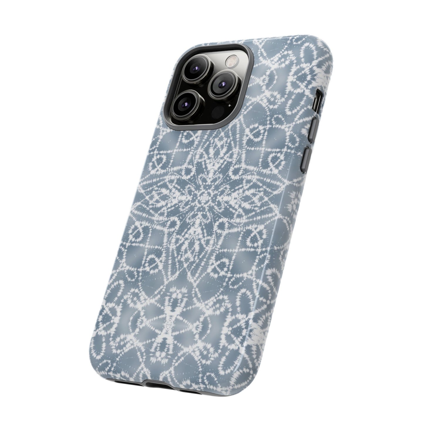 iPhone 14, 1Phone 14 Pro, iPhone 14 Plus, iPhone 14 Pro Max - Gray and White Batik - Tough Phone Cases